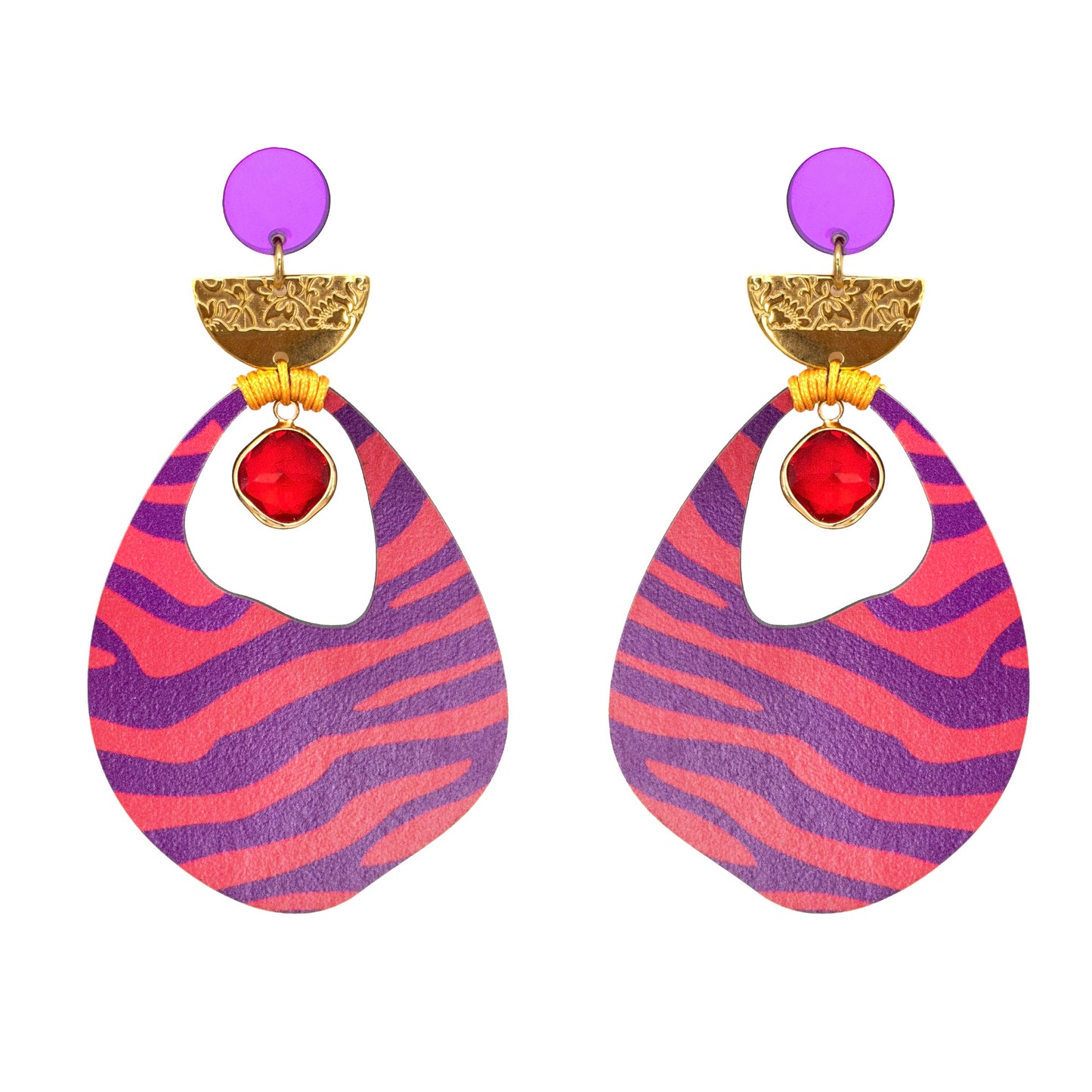 Earrings Zebra Fuchshia and Purple