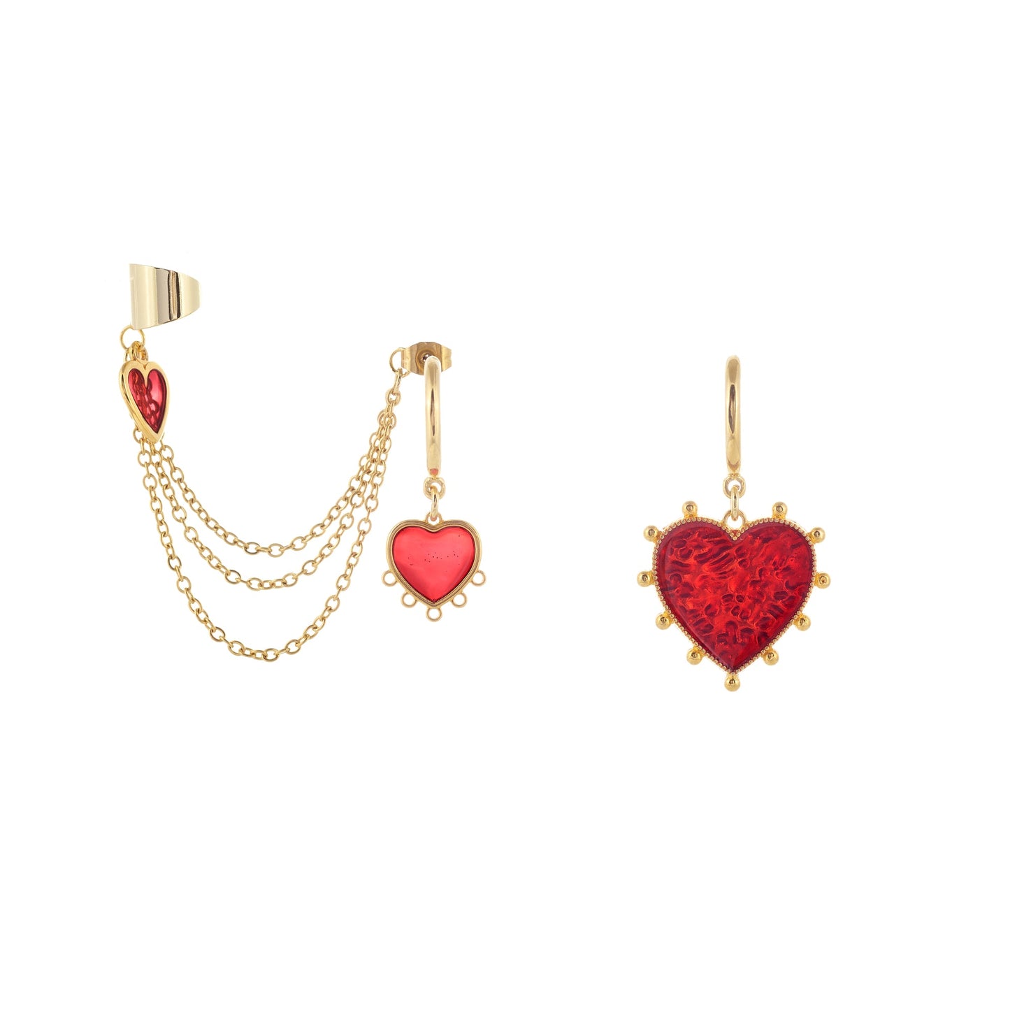 Brincos Trio Red Heart