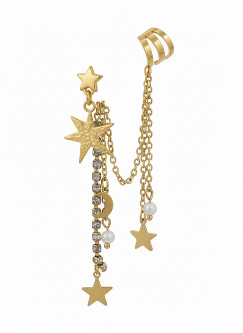 Brinco Polares + ear Cuff Estrela Cadente.