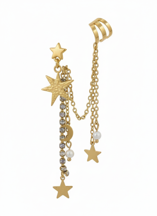 Brinco Polares + ear Cuff Estrela Cadente.