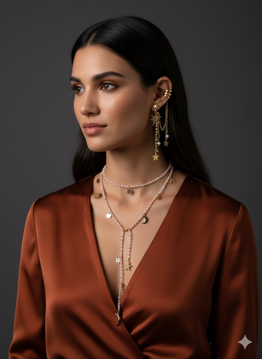 Brinco Polares + ear Cuff Estrela Cadente.