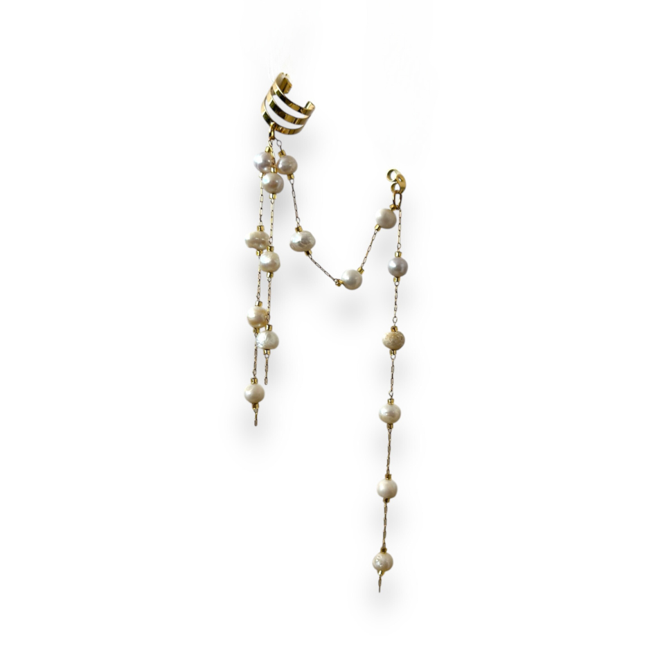 Pearls Can Be Bold -  Ear Cuff com travão